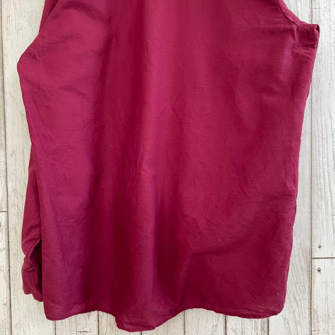 古着 UniWeave メンズ 長袖ワークシャツ Mサイズ ワインレッド
