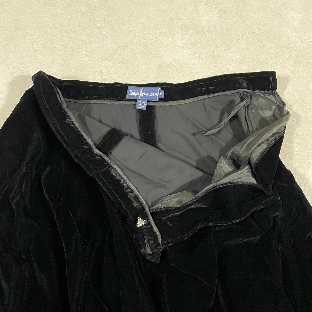 90s POLO RALPH LAUREN ベルベット ロングフレアスカート