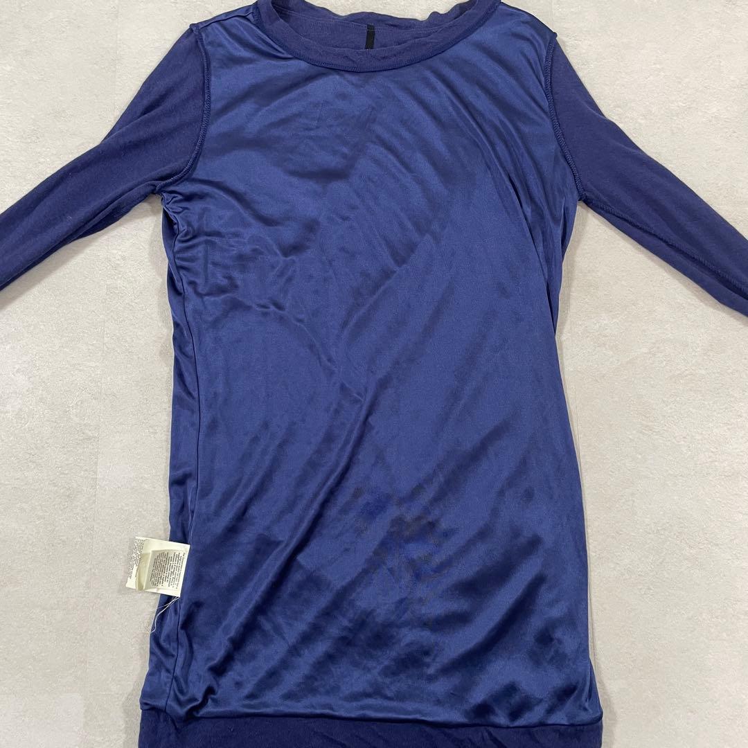 古着 DIESEL 長袖ロングTシャツ ドレープデザイン Sサイズ ブルー