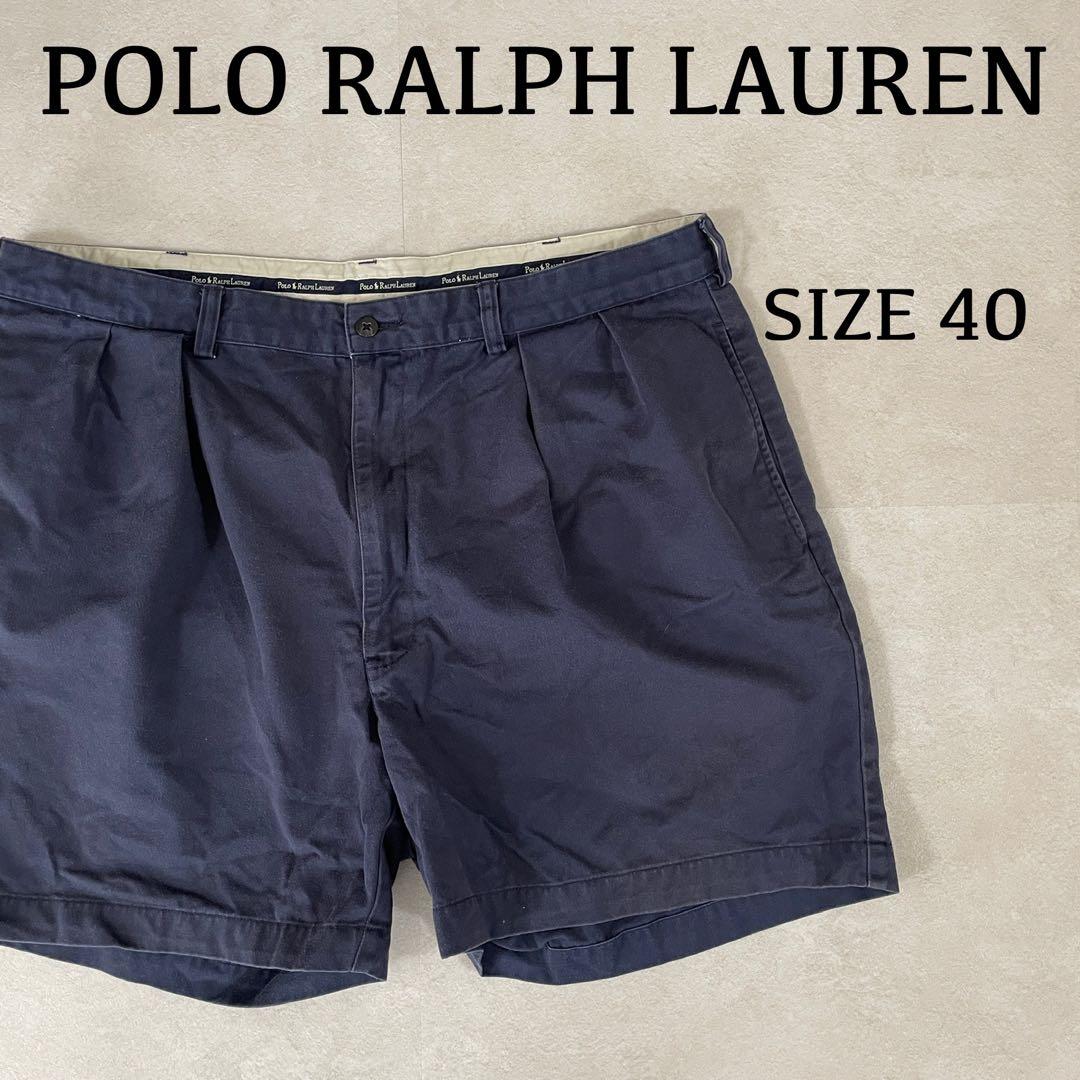 【美品】90s POLO RALPH LAUREN ハーフパンツ 40 紺色