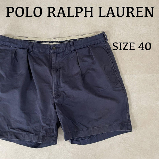 【美品】90s POLO RALPH LAUREN ハーフパンツ 40 紺色