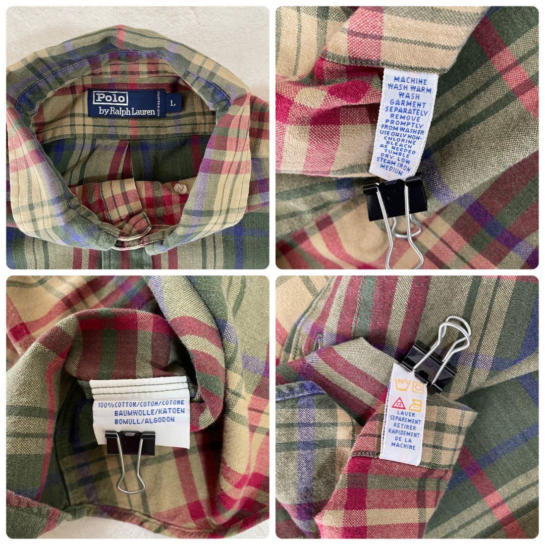 90s POLO RALPH LAUREN 長袖シャツ サイズL チェック柄