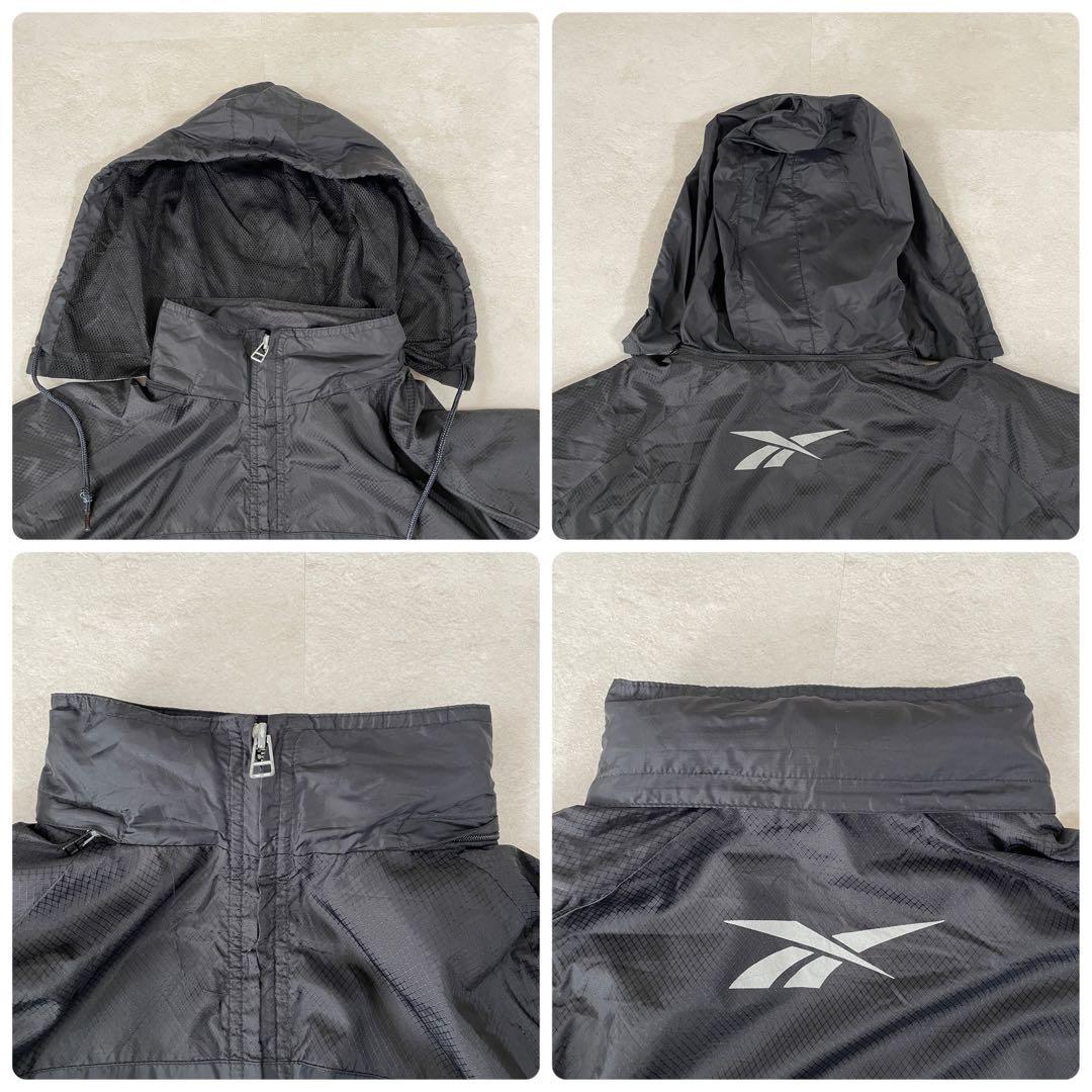 古着Reebok ナイロンジャケット フード サイズM ブラック