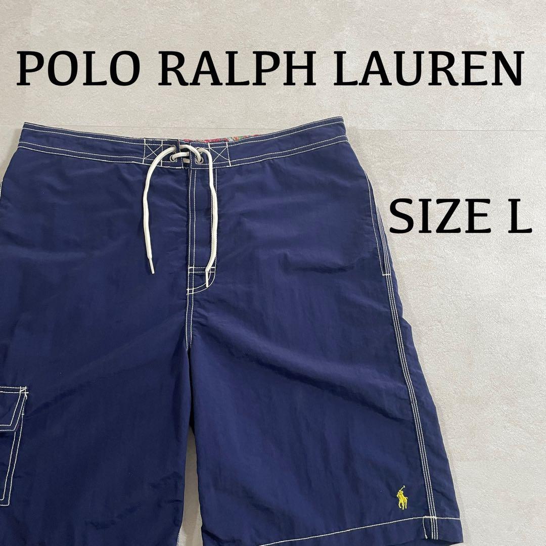 90s POLO RALPH LAUREN ネイビー スイムショーツ Lサイズ