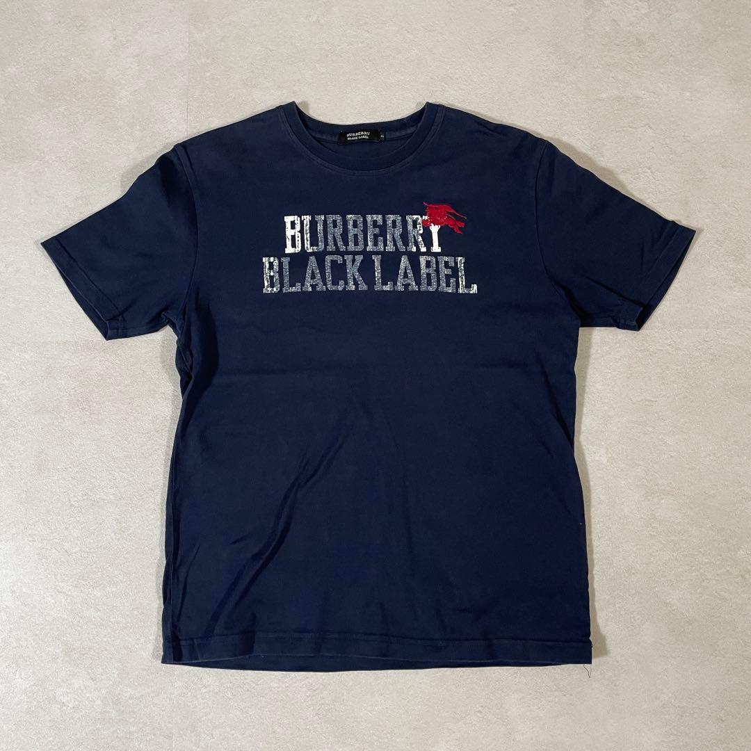 【美品】BURBERRY BLACK LABEL 半袖Tシャツ 2 ネイビー