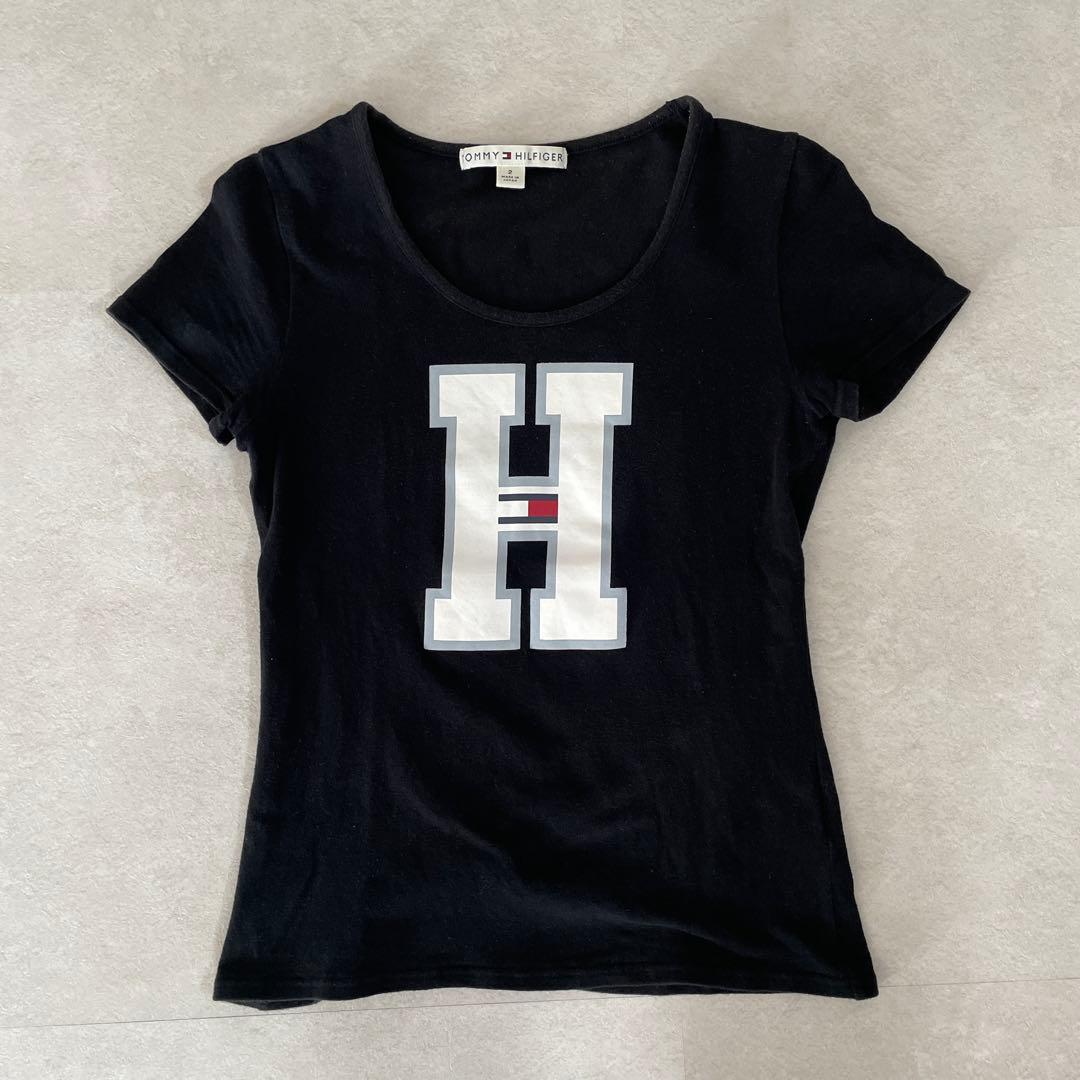 【美品】TOMMY HILFIGER 半袖Tシャツ ロゴプリント 2 ブラック