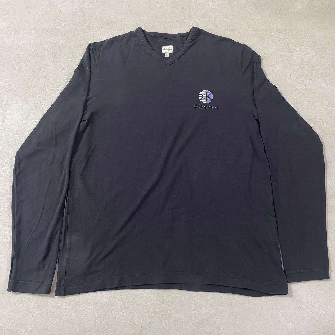【美品】Calvin Klein Jeans Vネック 長袖Tシャツ M
