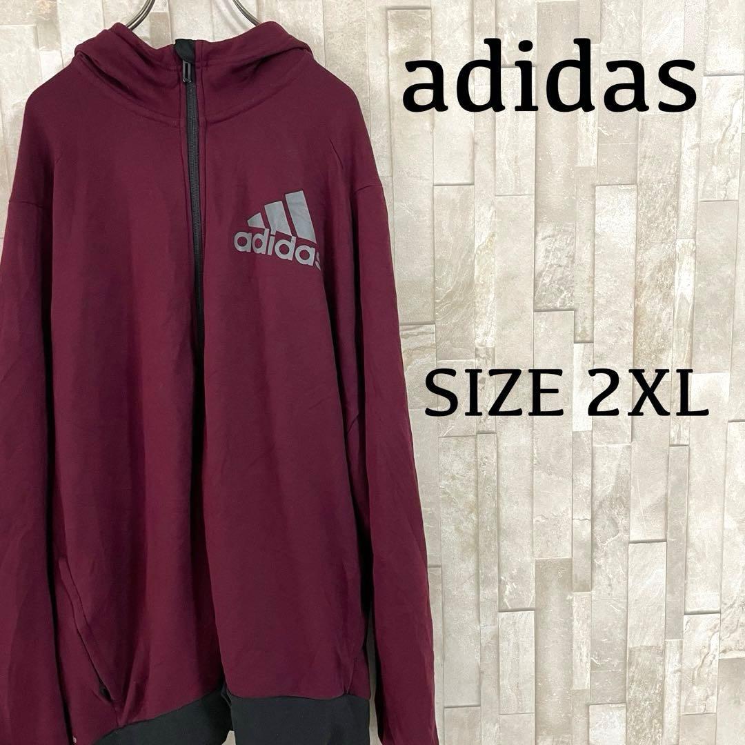 古着 adidas ジップアップ パーカー climalite ワインレッド
