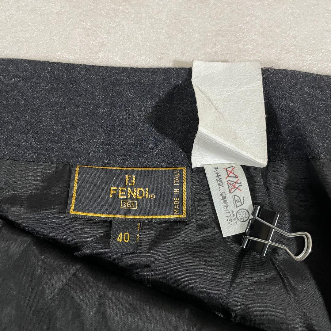 【美品】FENDI ウールスカート イタリア製 サイズ40 ブラック