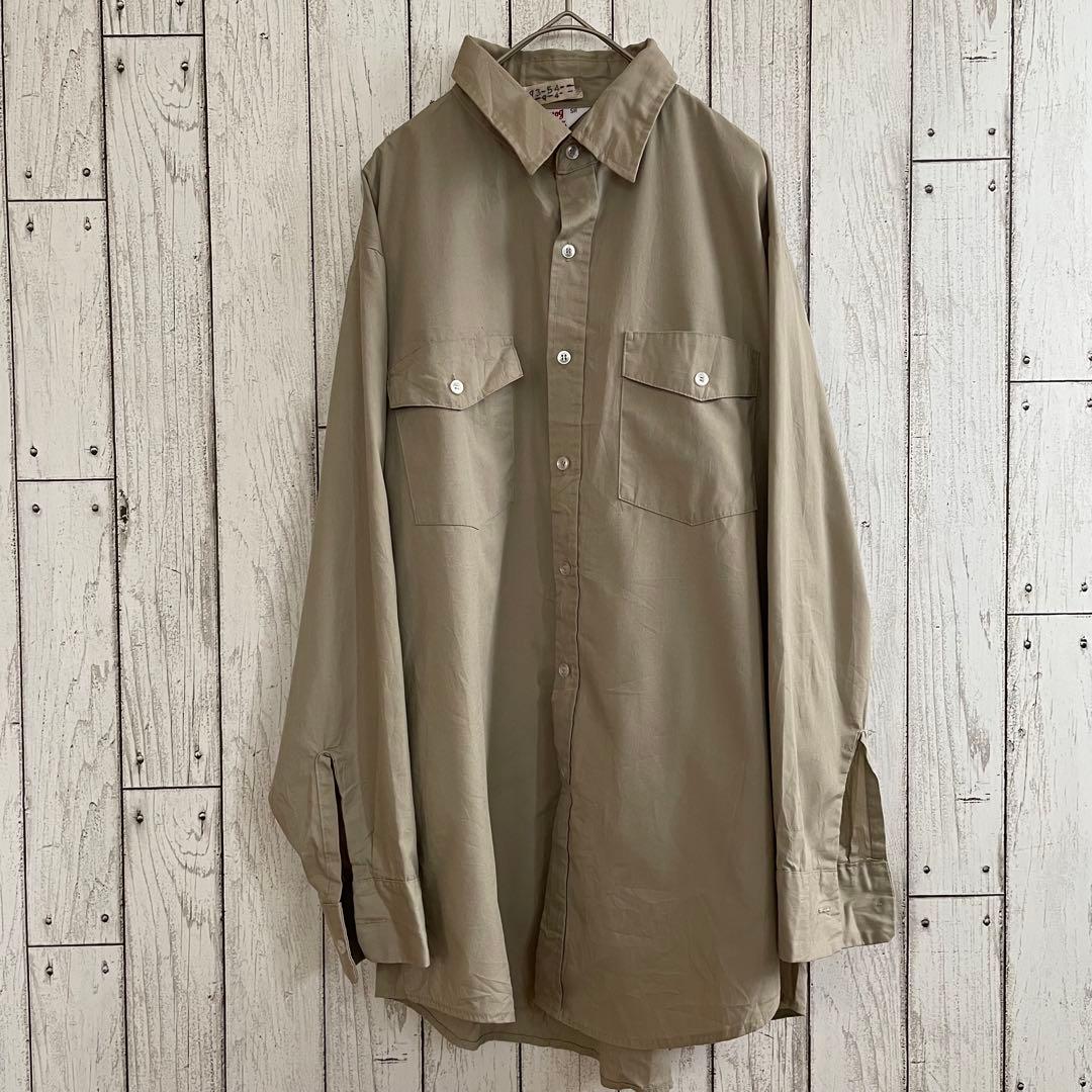 古着 Unitog ユニトグ 長袖ワークシャツ USA製 70年代 ブラウン