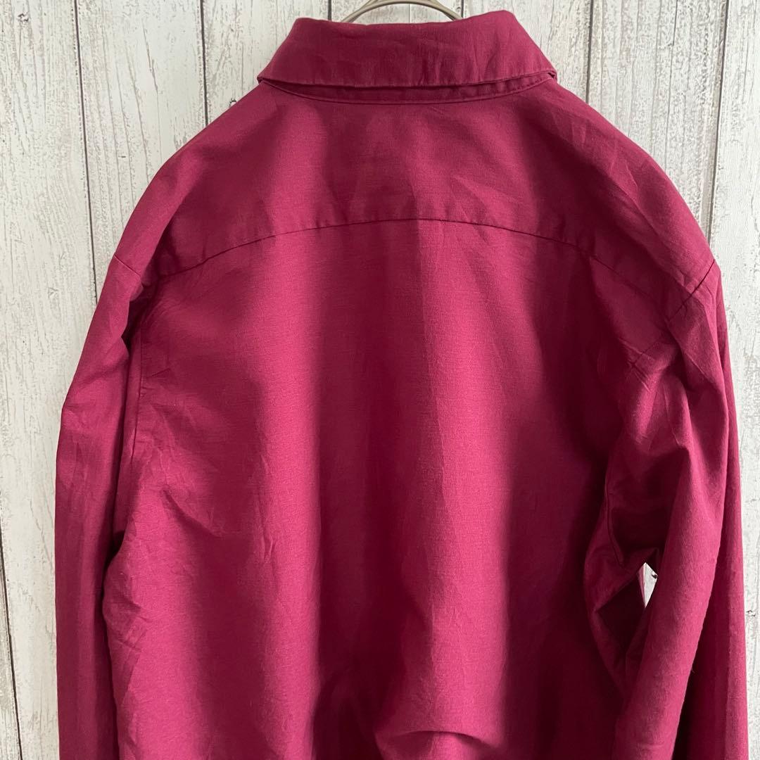 【美品】UniWeave 長袖ワークシャツ Mサイズ ワインレッド