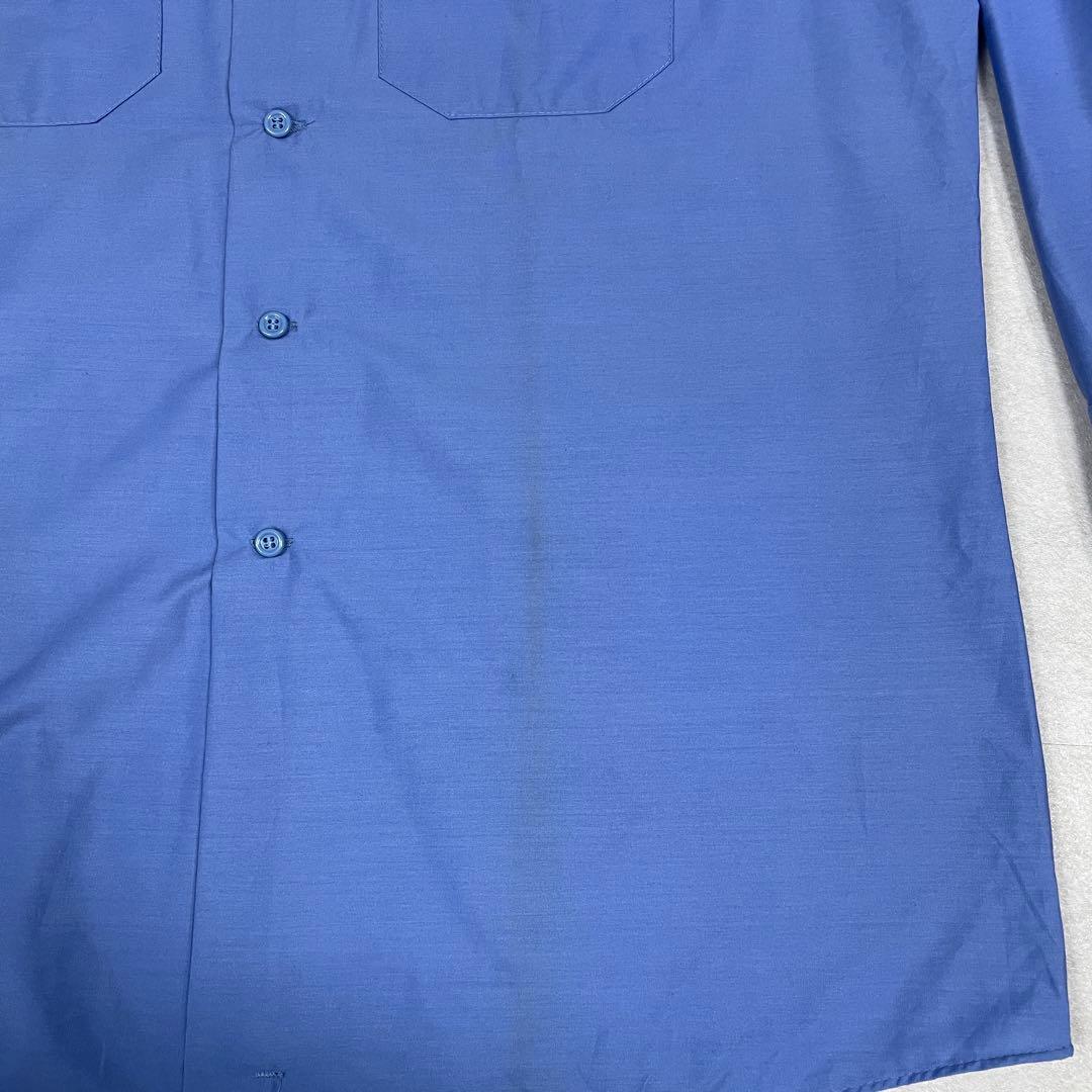古着 WORK WEAR 長袖ワークシャツ 企業ロゴ ブルー XL