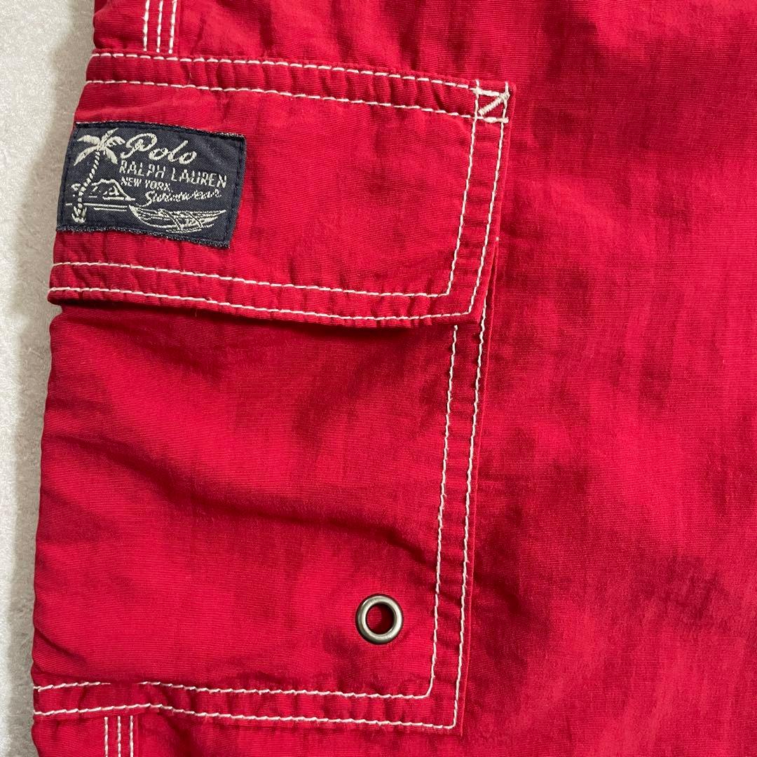 古着 90s POLO RALPH LAUREN レッド スイムショーツ L