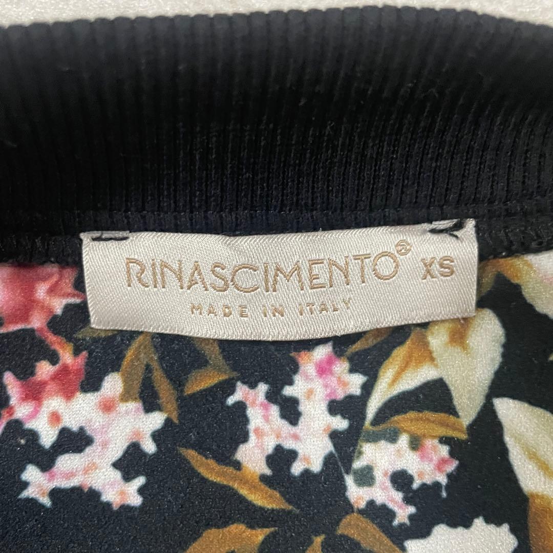 【美品】RINASCIMENTO ブルゾン 袖ロゴ 花柄 ブラック イタリア製