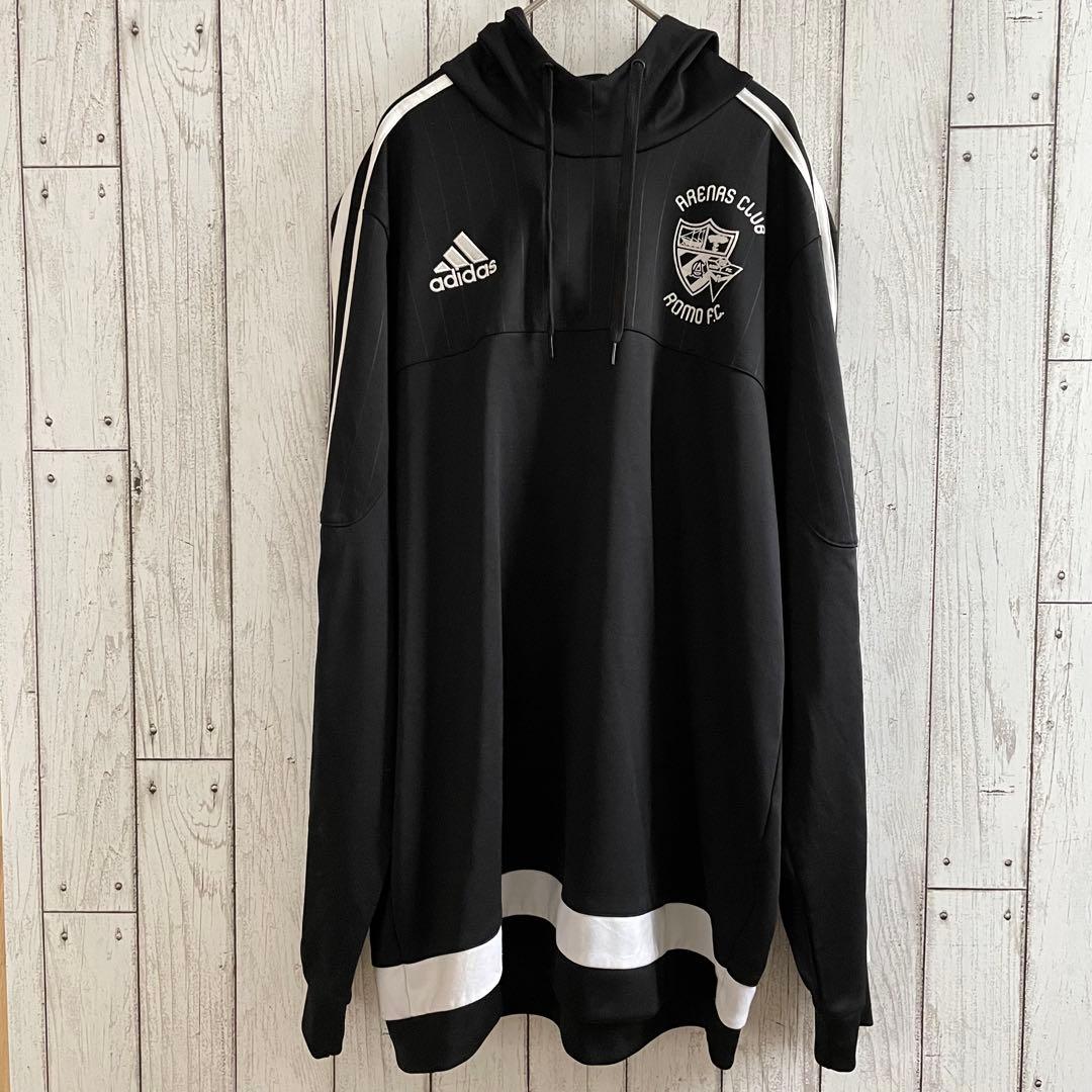 【美品】adidas サッカークラブロゴ入り 長袖パーカー Lサイズ ブラック