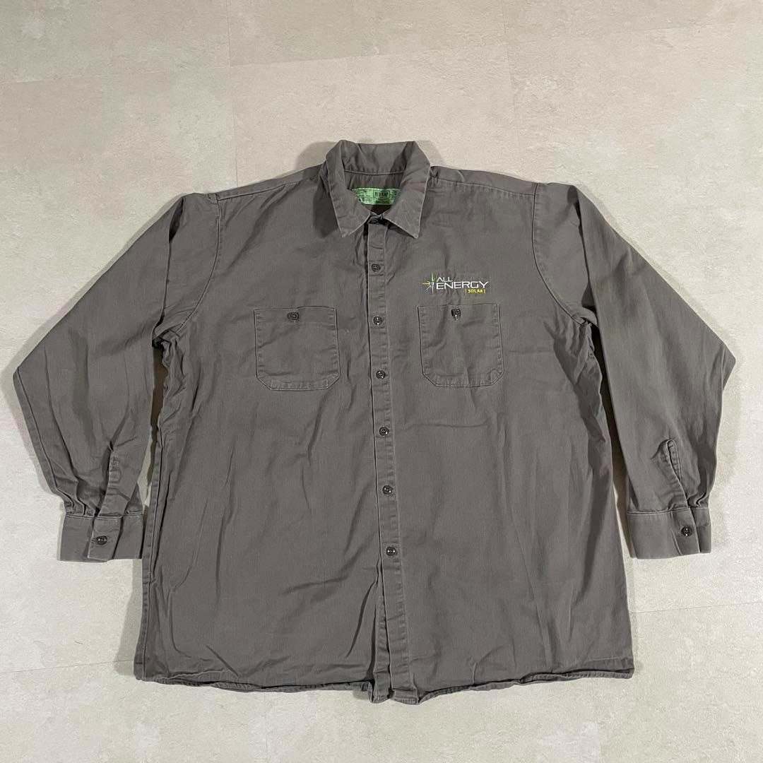 古着 RED KAP 長袖ワークシャツ サイズ2XL グレー