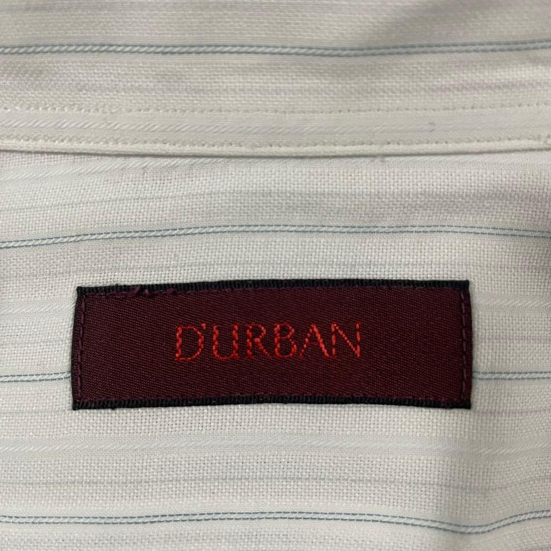 古着 DURBAN 半袖ワイシャツ ストライプ柄 ボタンダウン ホワイト L