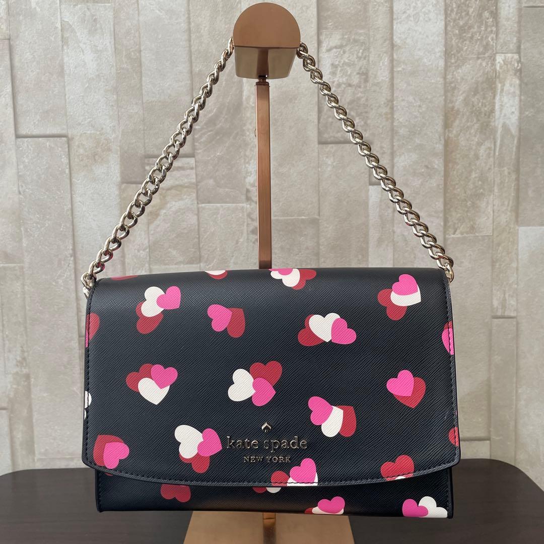 訳あり新品 kate spade ショルダーバッグ ハート総柄