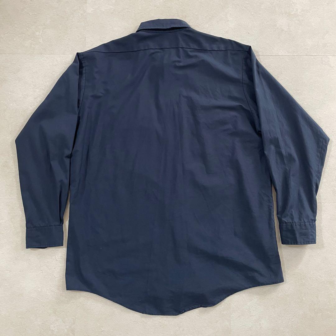 【美品】CiNTAS 長袖ワークシャツ 無地 ネイビー XLサイズ