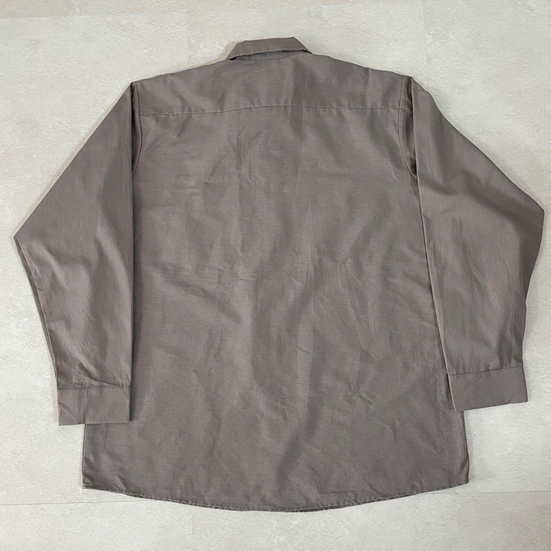 【美品】RED KAP 長袖ワークシャツ 企業ロゴ刺繍 XL