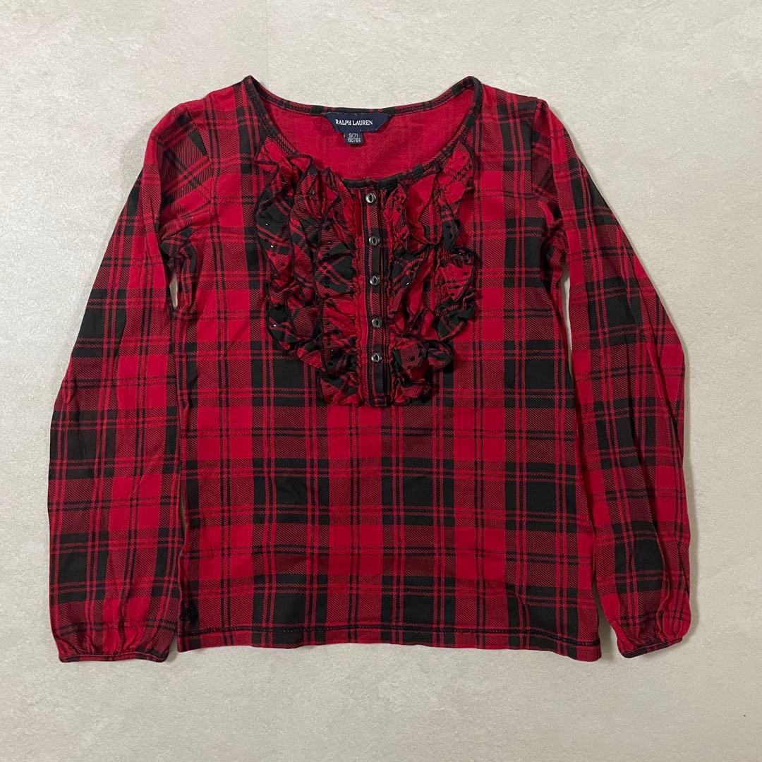 【美品】RALPH LAUREN 長袖ブラウス フリル S(7)130/64