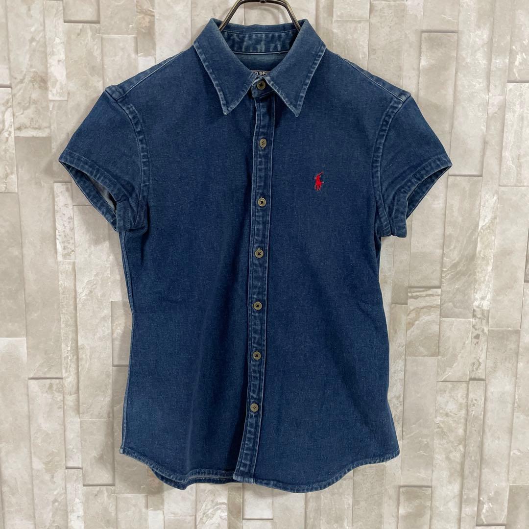 【美品】90s POLO RALPH LAUREN 半袖デニムシャツ ポニー刺繍