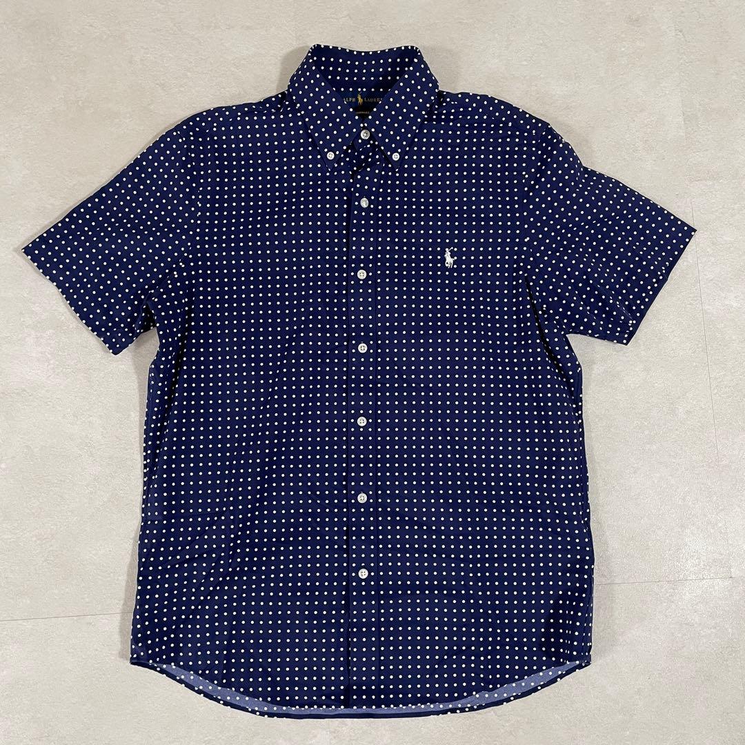 【美品】RALPH LAUREN 半袖シャツ ポニー刺繍 ドット柄 サイズM