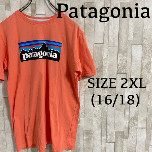 【美品】Patagonia 半袖Tシャツ ロゴプリント サイズ2XL オレンジ