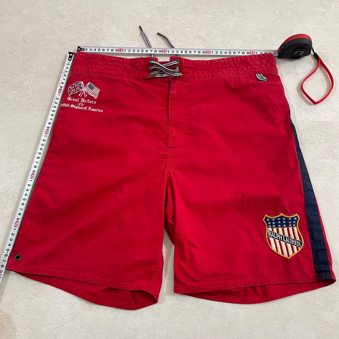 90s POLO RALPH LAUREN レッド ハーフパンツ Lサイズ