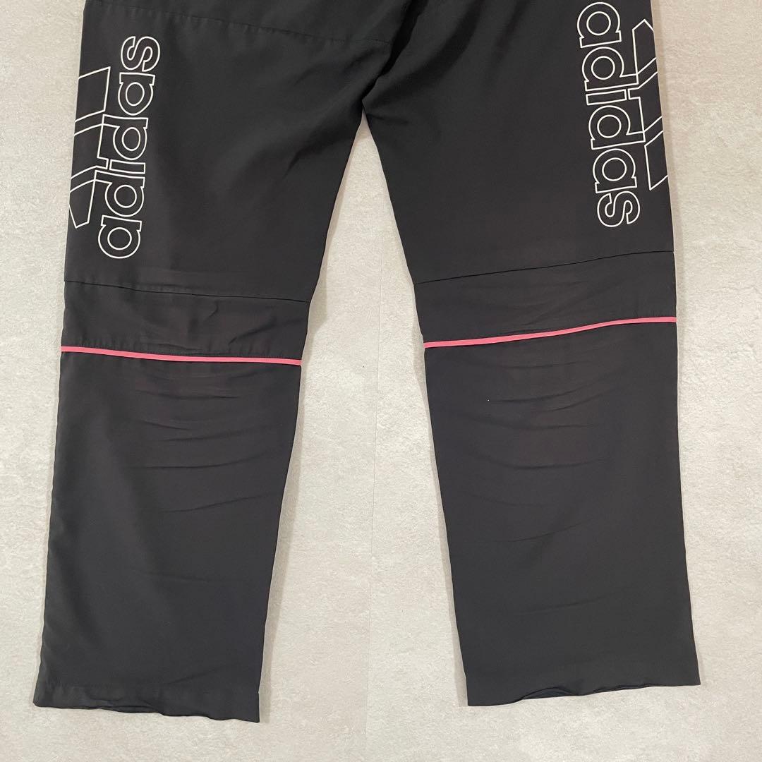 古着 adidas トラックパンツ ビックロゴ ブラック Sサイズ
