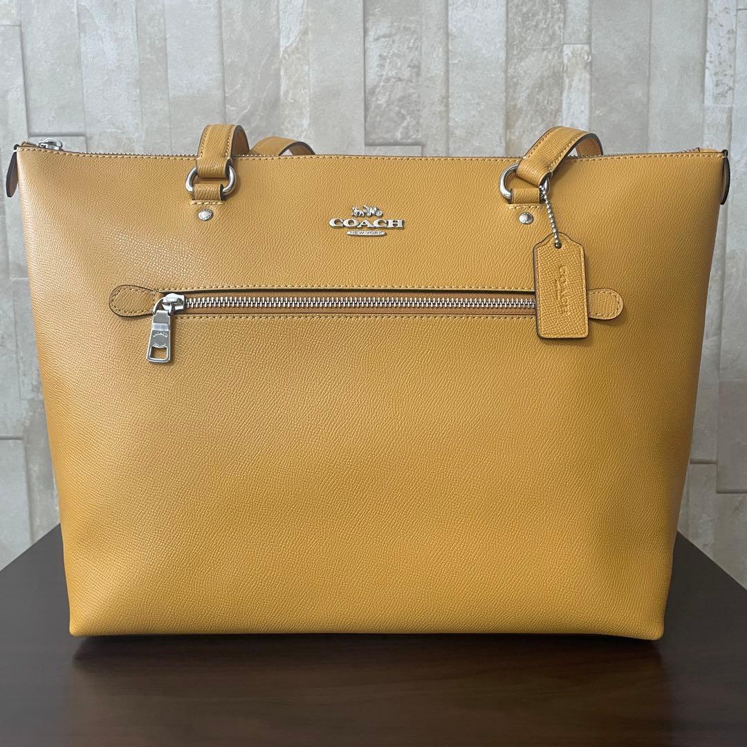訳あり新品 COACH トートバッグ ハニカム/イエロー