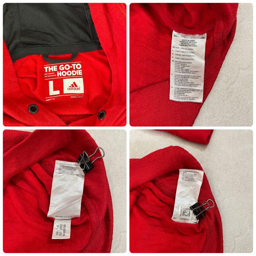 【美品】adidas プルオーバー パーカー サイズL レッド