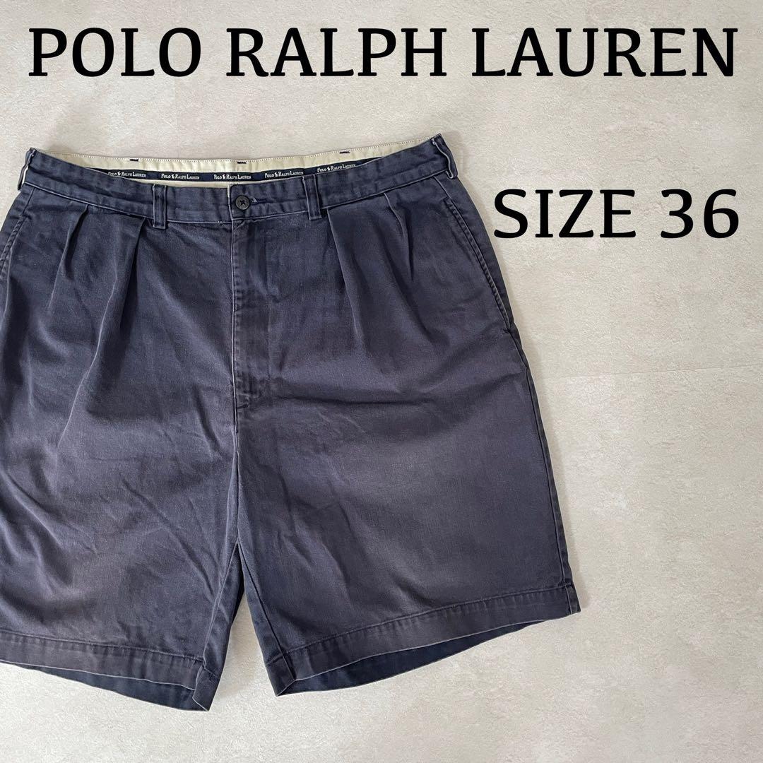 【美品】90s POLO RALPH LAUREN ハーフパンツ 36 紺色