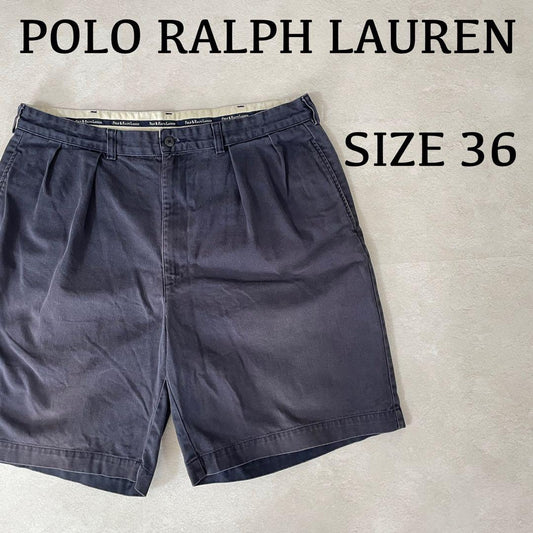 【美品】90s POLO RALPH LAUREN ハーフパンツ 36 紺色