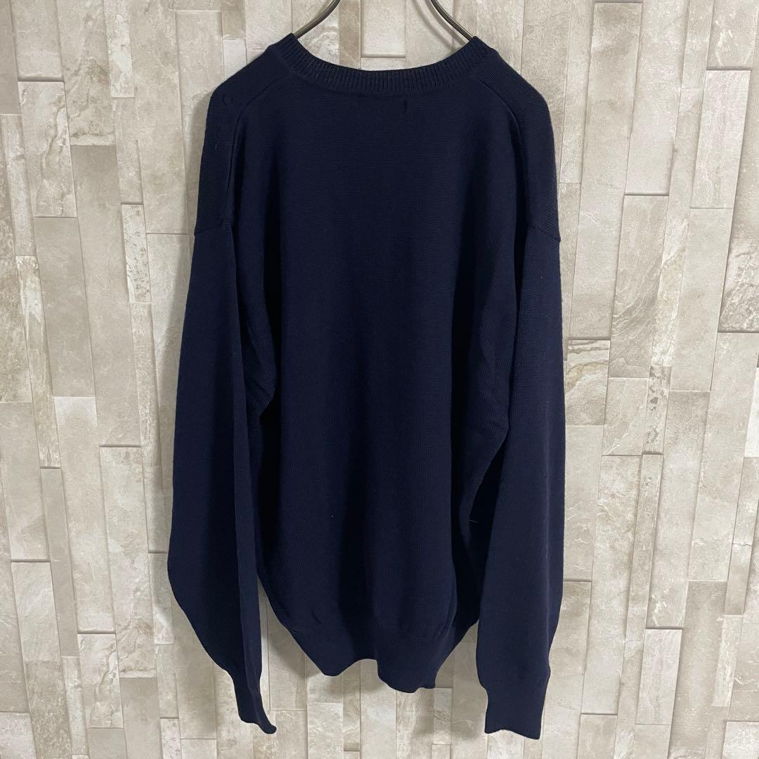 【美品】90s BURBERRY 長袖ニット ゴルフ刺繍 ケーブルニット M