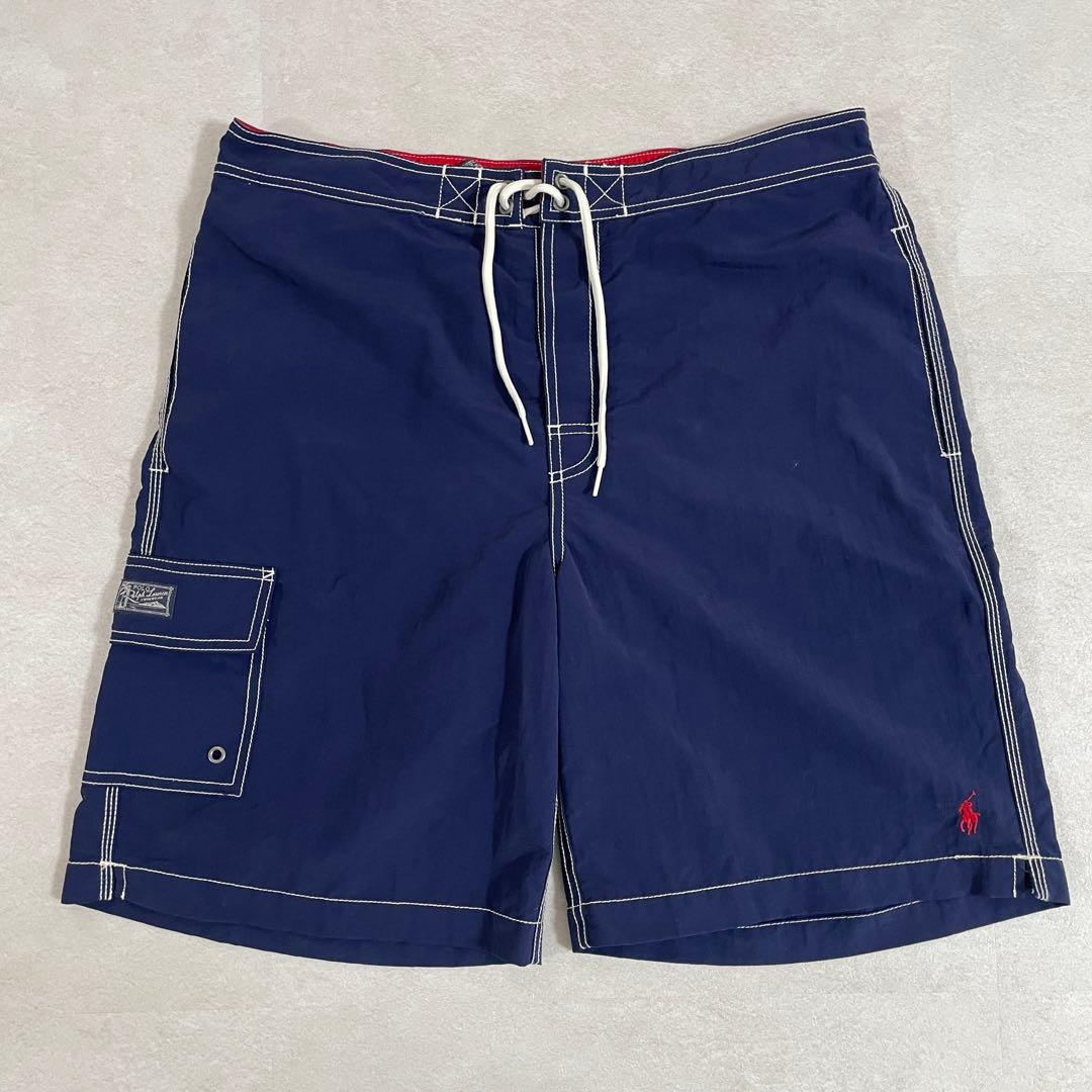 【美品】90s POLO RALPH LAUREN ネイビー スイムショーツ M