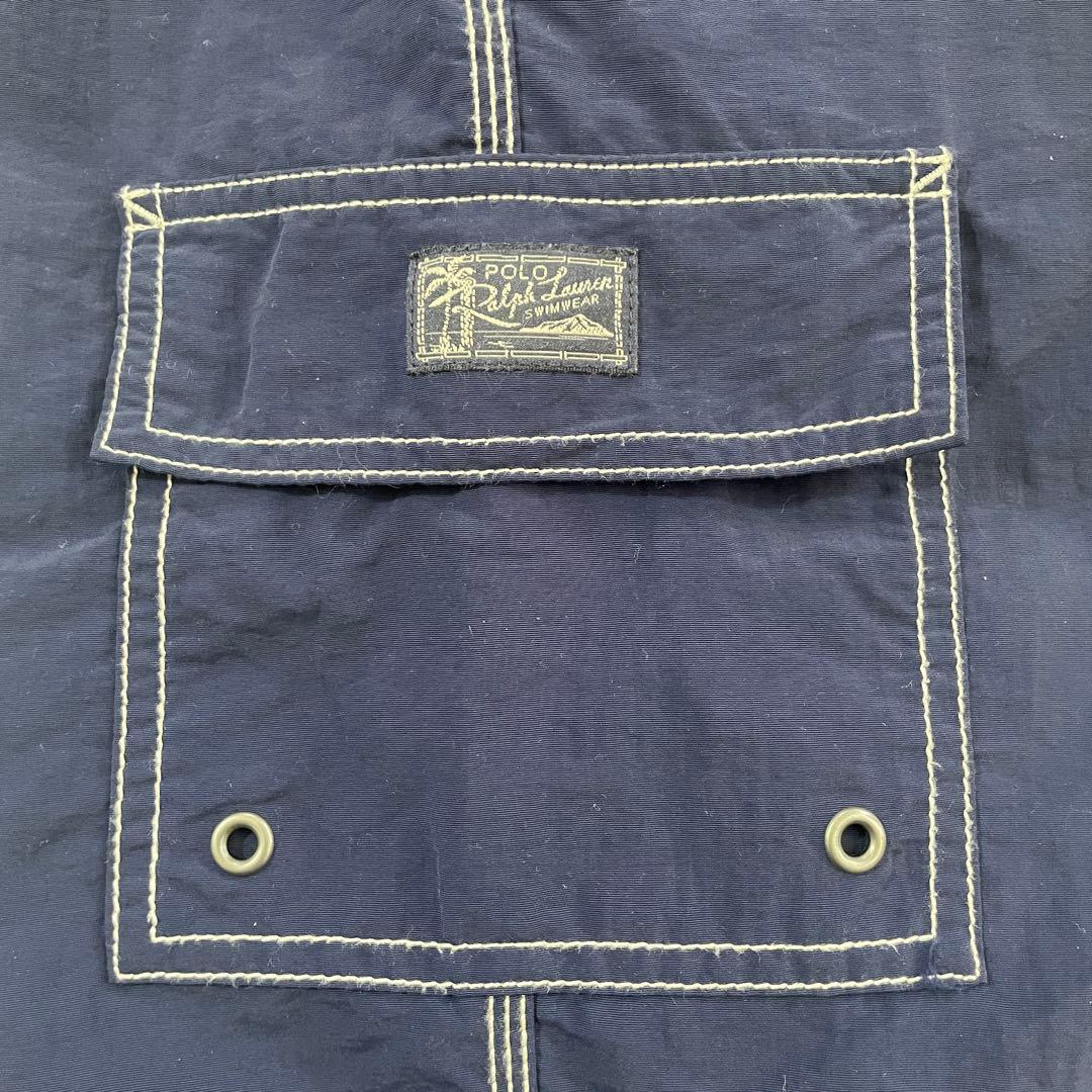 【美品】90s POLO RALPH LAUREN ネイビー スイムショーツ M