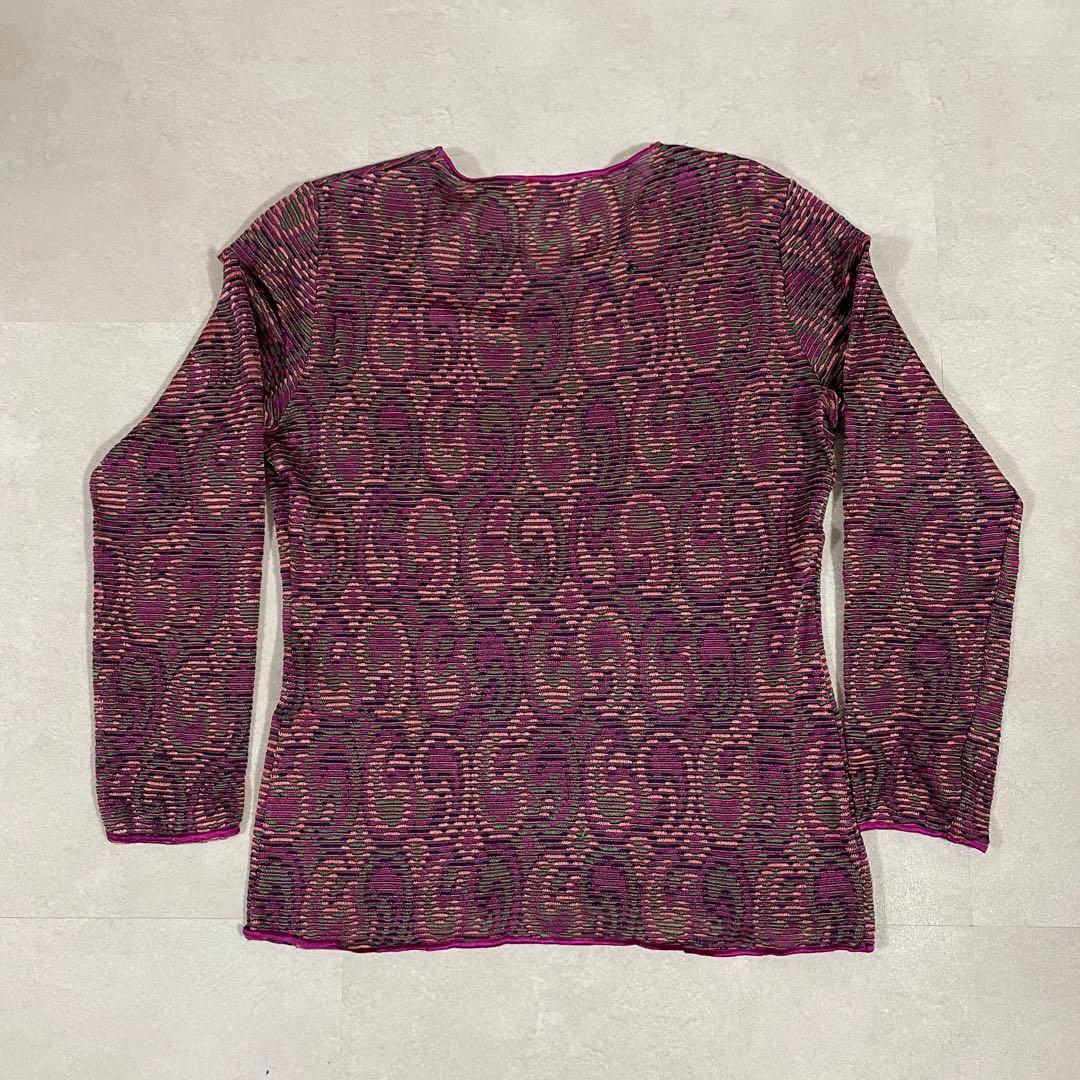 【美品】MISSONI 長袖シャツ パープル系 幾何学模様 サイズM