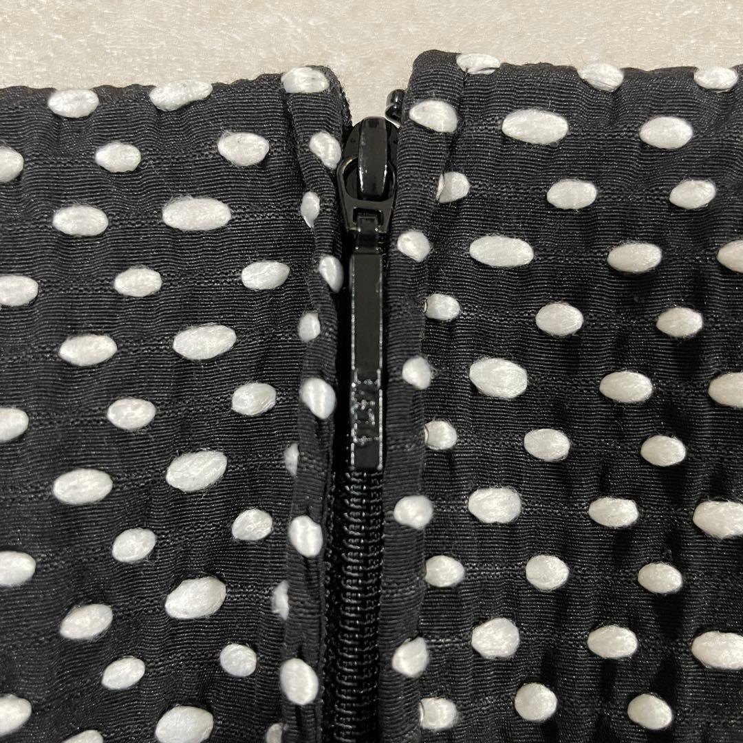 【美品】René ひざ丈スカート ドット柄 サイズ36 ブラック×ホワイト