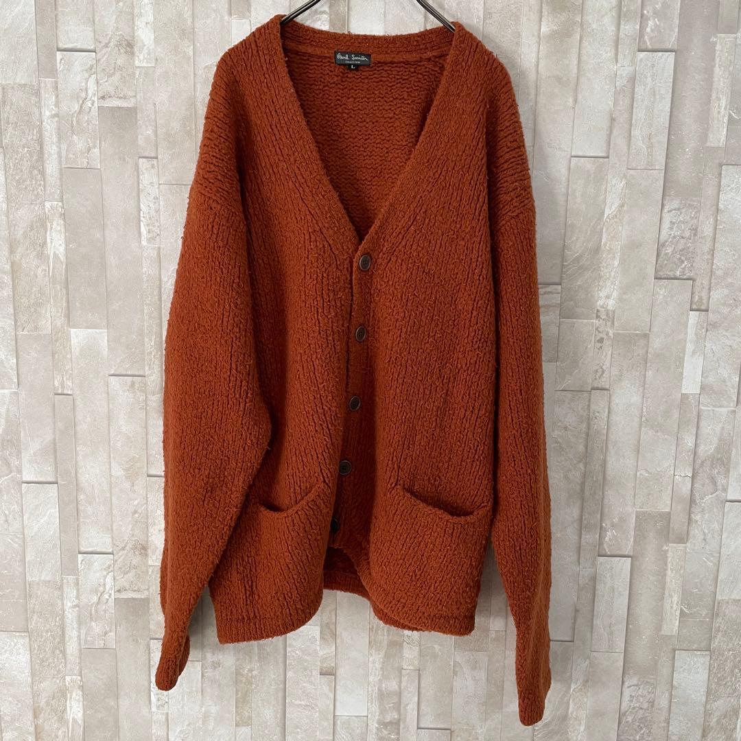【美品】Paul Smith ニット 長袖カーディガン 日本製 L オレンジ