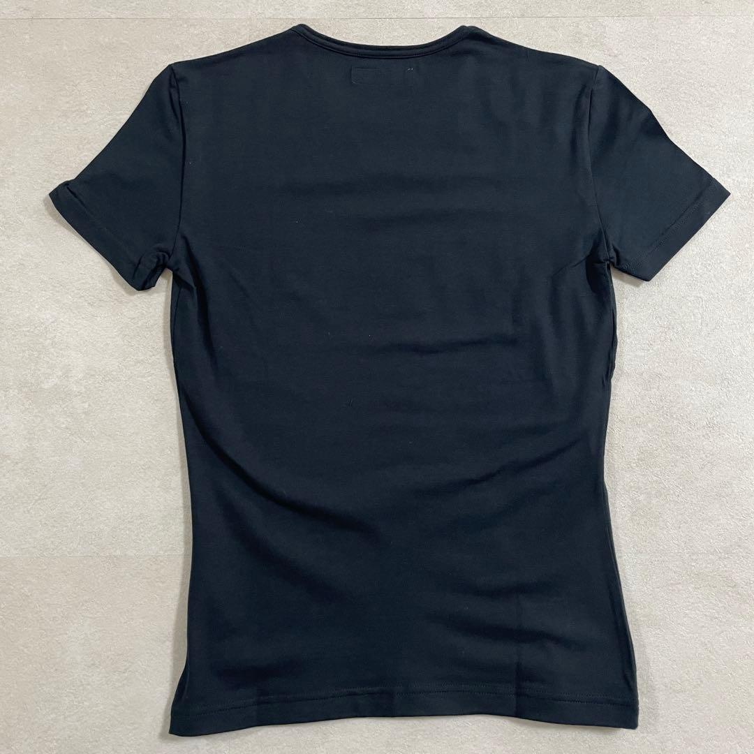 古着 EMPORIO ARMANI ブラック ロゴプリントTシャツ Lサイズ
