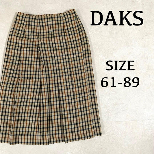 【美品】DAKS LONDON プリーツロングスカート 61-89 チェック柄