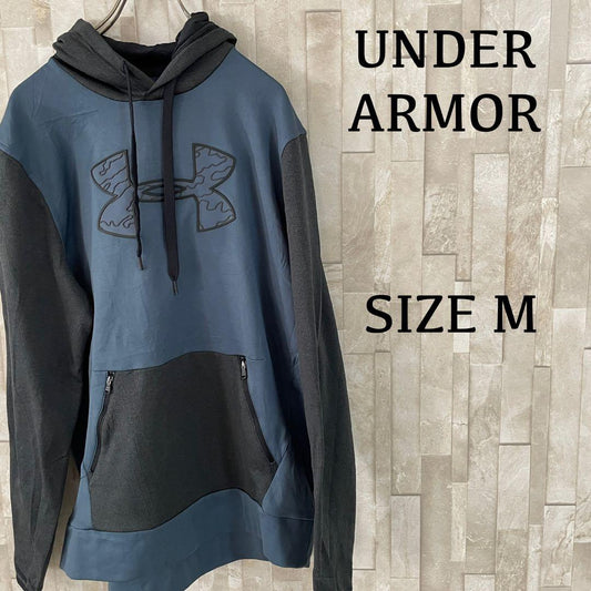 【美品】UNDER ARMOR フード付パーカー サイズM バイカラー