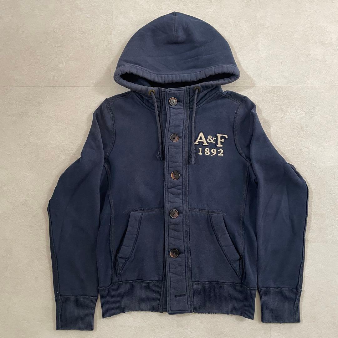 古着 Abercrombie & Fitch ダメージ加工パーカー S ネイビー