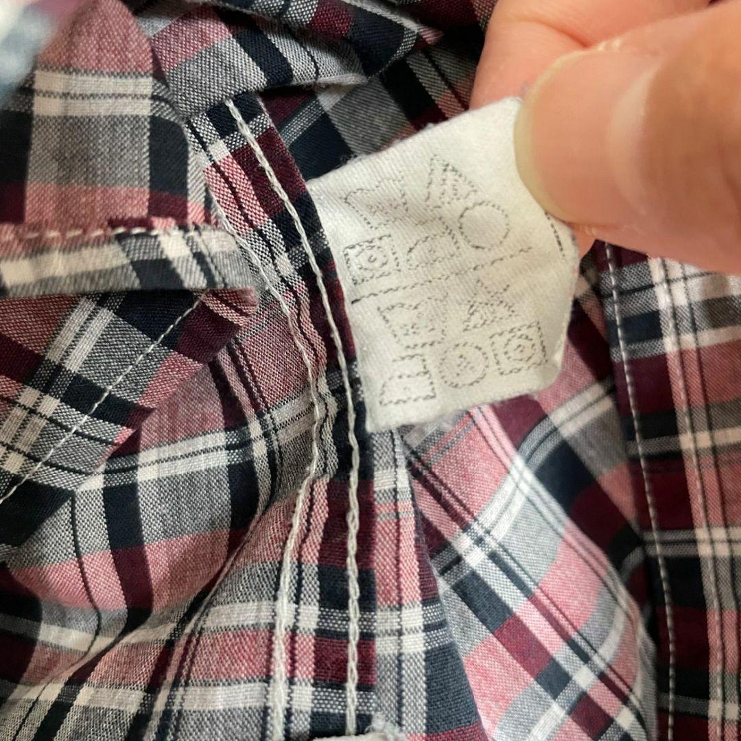 80s ラルフローレン メンズ 半袖 シャツ Mサイズ レッド系 チェック柄