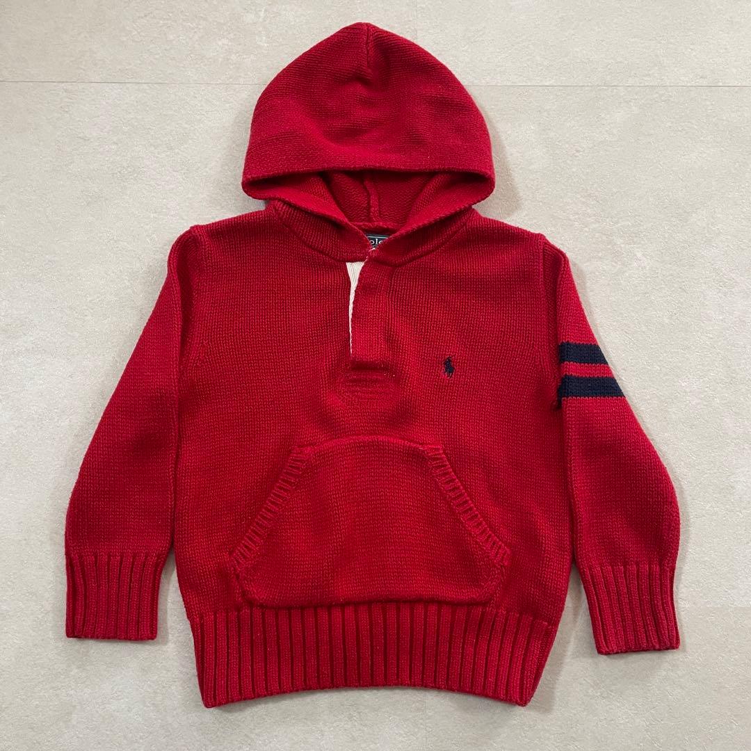 【美品】 90s POLO RALPH LAUREN フード付きニットセーター