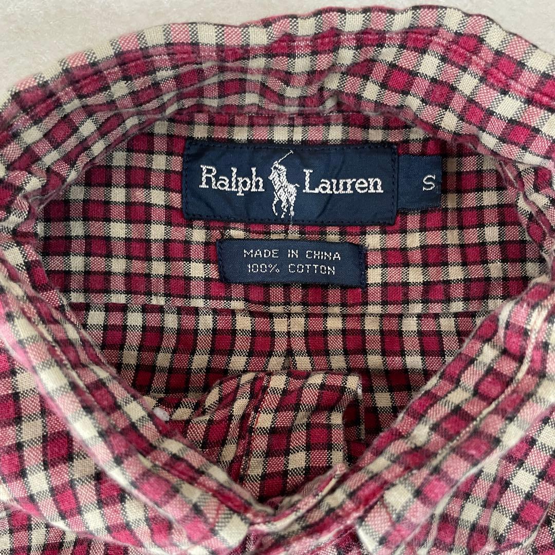 【美品】90s POLO RALPH LAUREN 長袖シャツ S チェック柄