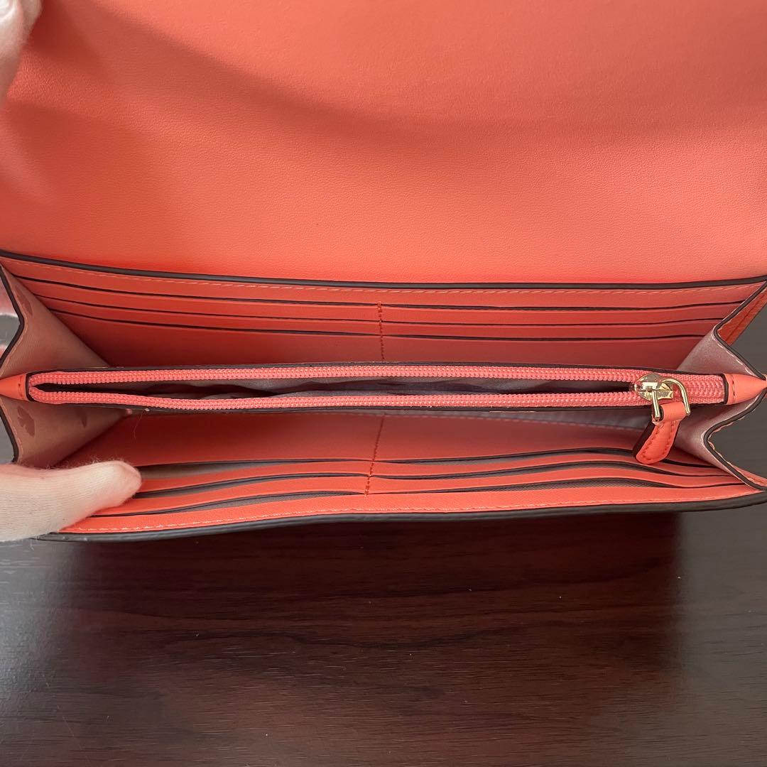 訳あり新品 kate spade 長財布 メロンボール オレンジ系