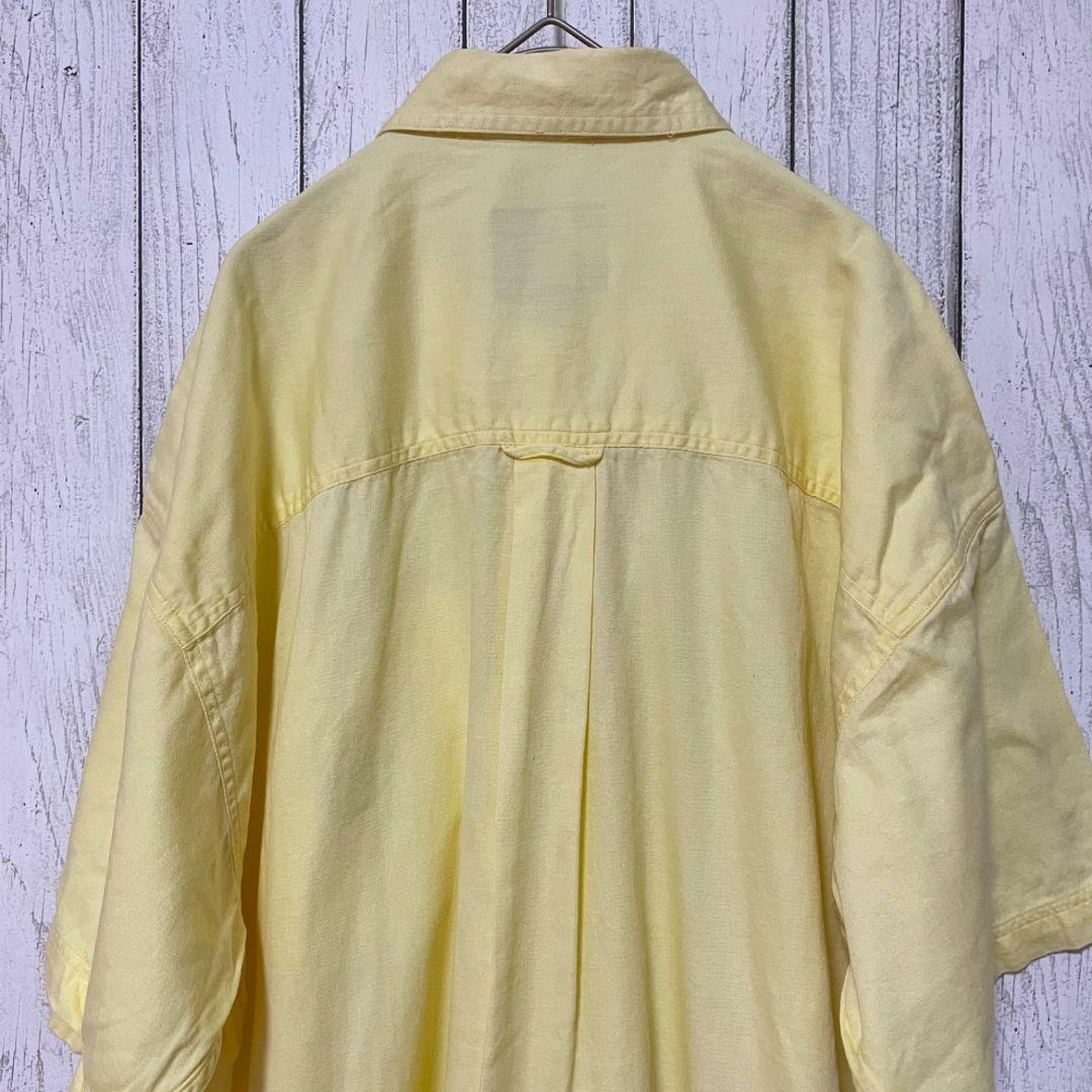 80s ラルフローレン メンズ 半袖 シャツ Lサイズ イエロー
