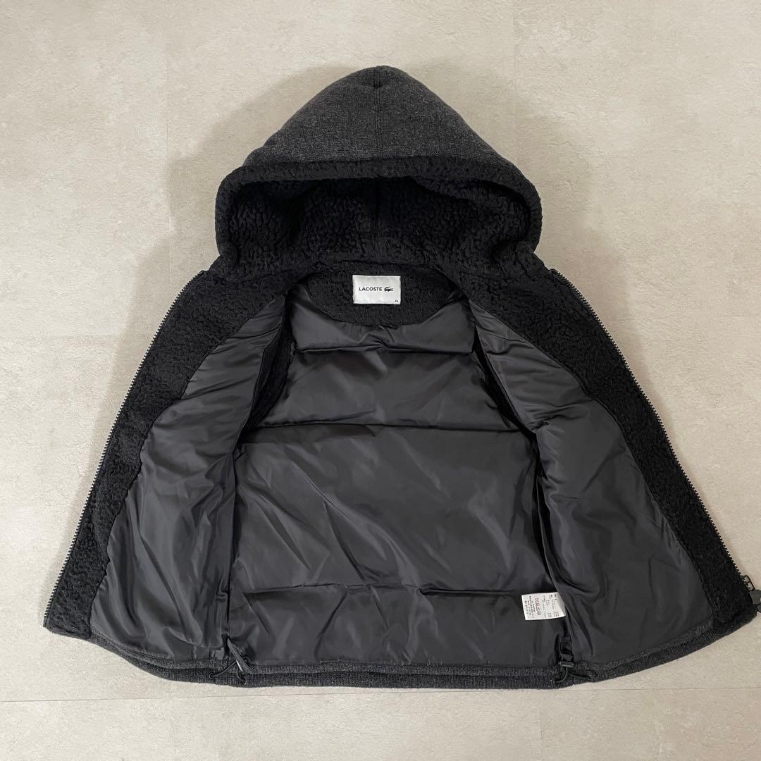 【美品】LACOSTE フード付き ダウンベスト サイズ34 グレー ツートン